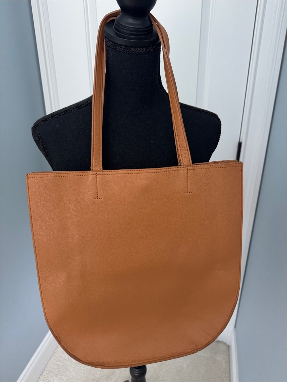 Old Navy Tan Faux-Leather Tote with Long Handles